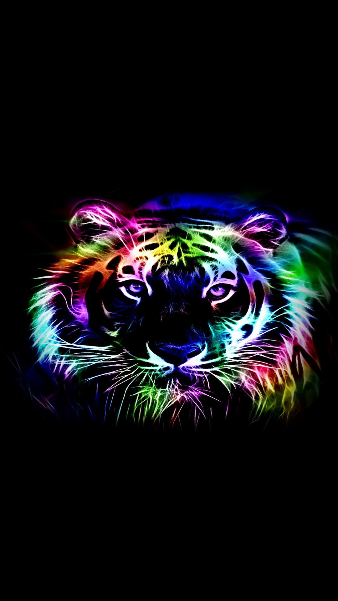 Neon tiger outline Mobile Wallpaper 3098