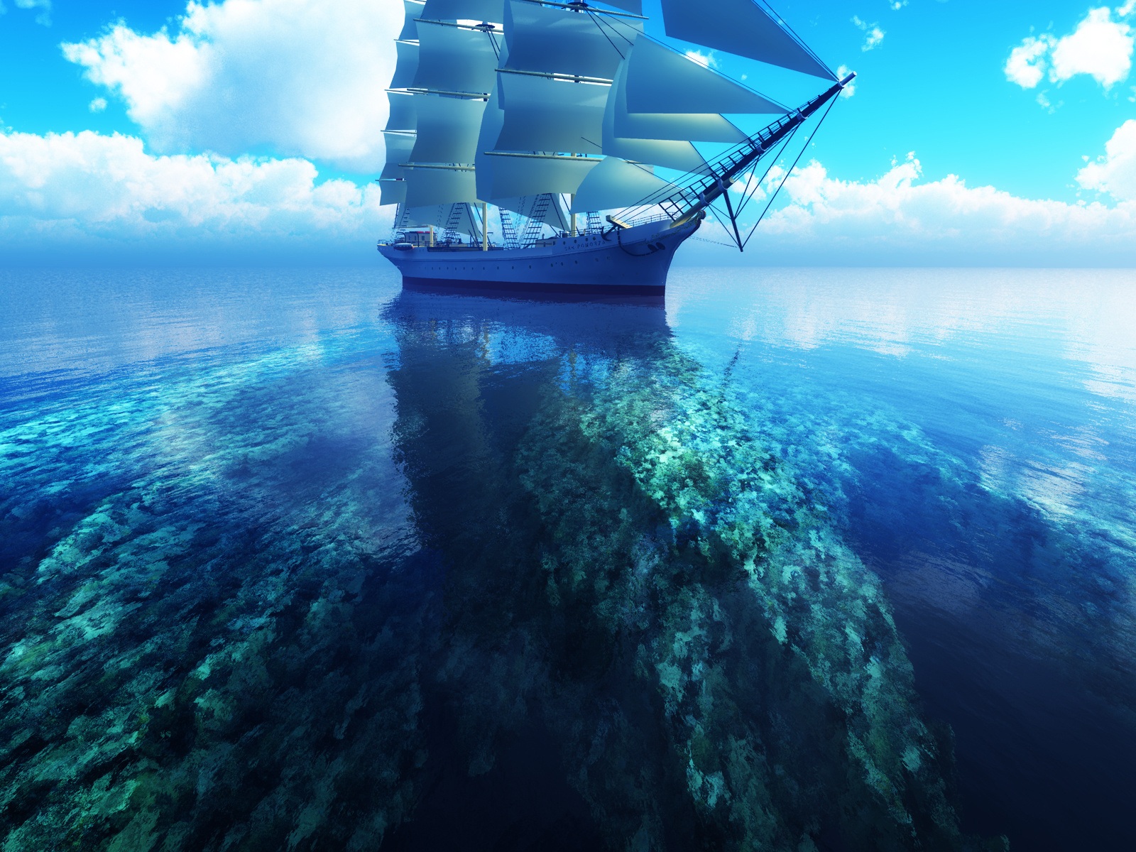 3D sailboat blue sea Wallpaper | 1600x1200 resolution wallpaper ...