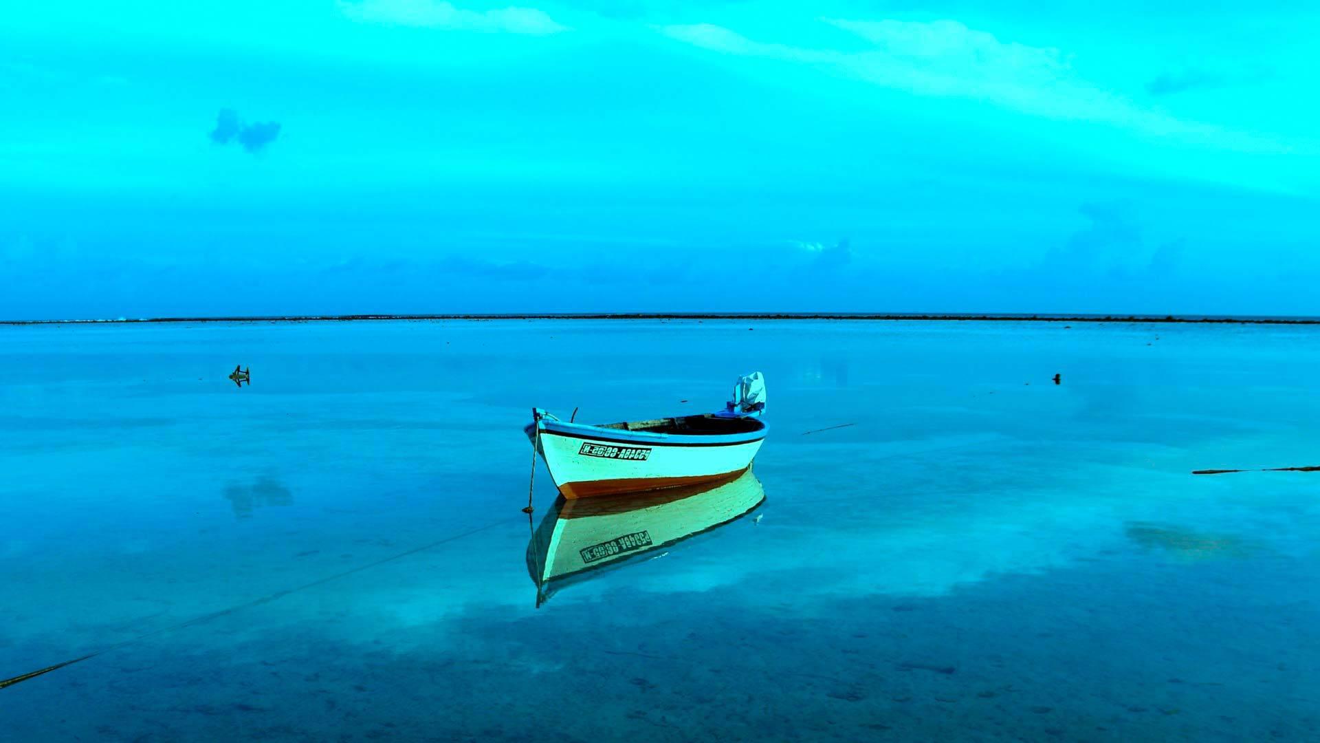Boat on the blue sea >> HD Wallpaper, get it now!