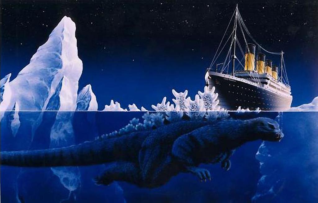 Titanic Meets Godzilla - Transport Wallpaper Image featuring Boats