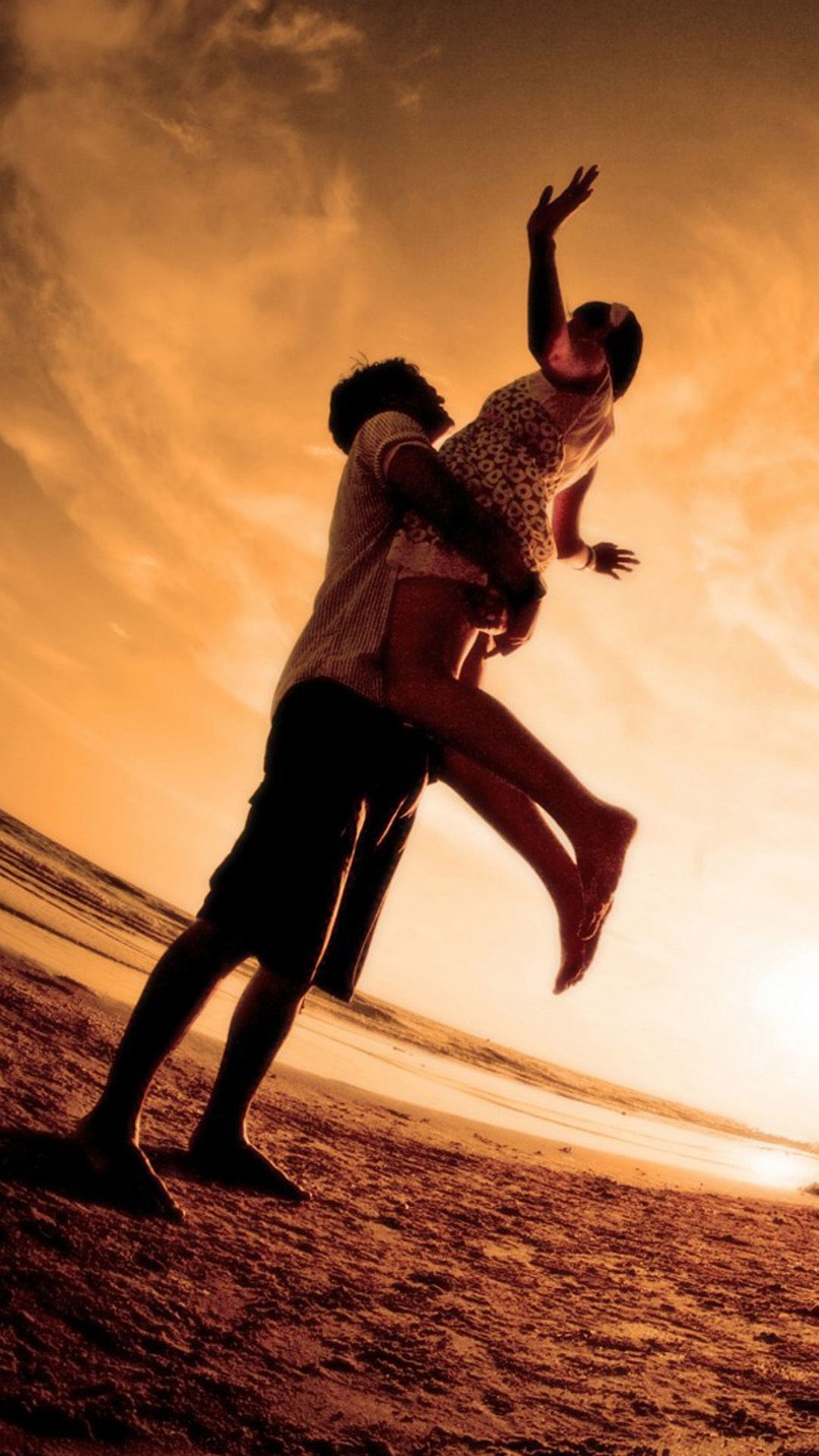 Seaside Lift Happy Lover Couple iPhone 6 Wallpaper Download ...