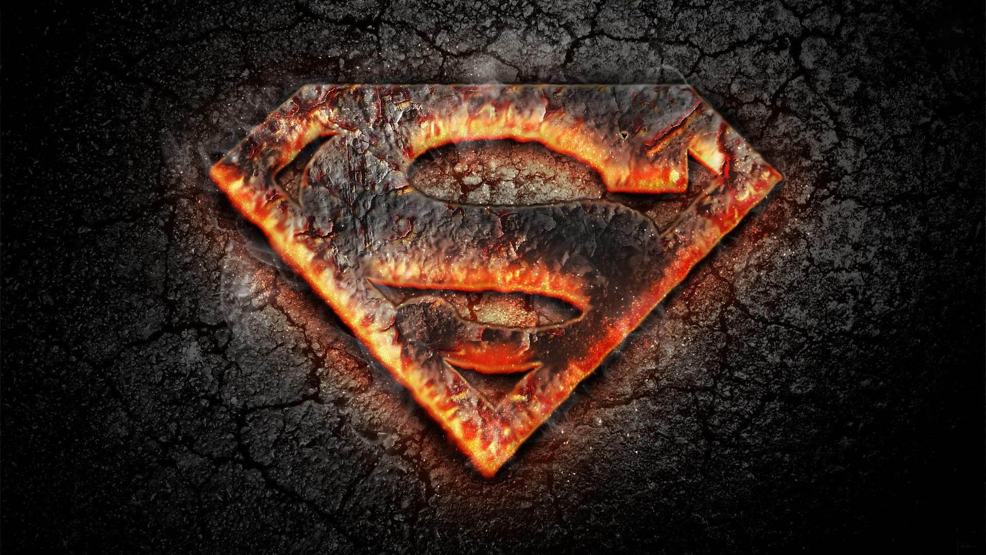 Superman logo wallpaper, dark fire, symbol S, best background HD
