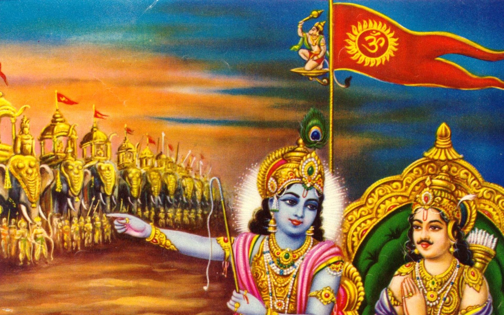 Wallpapers Lord Krishna With Arjuna Battlefield Hinduism Mythology ...