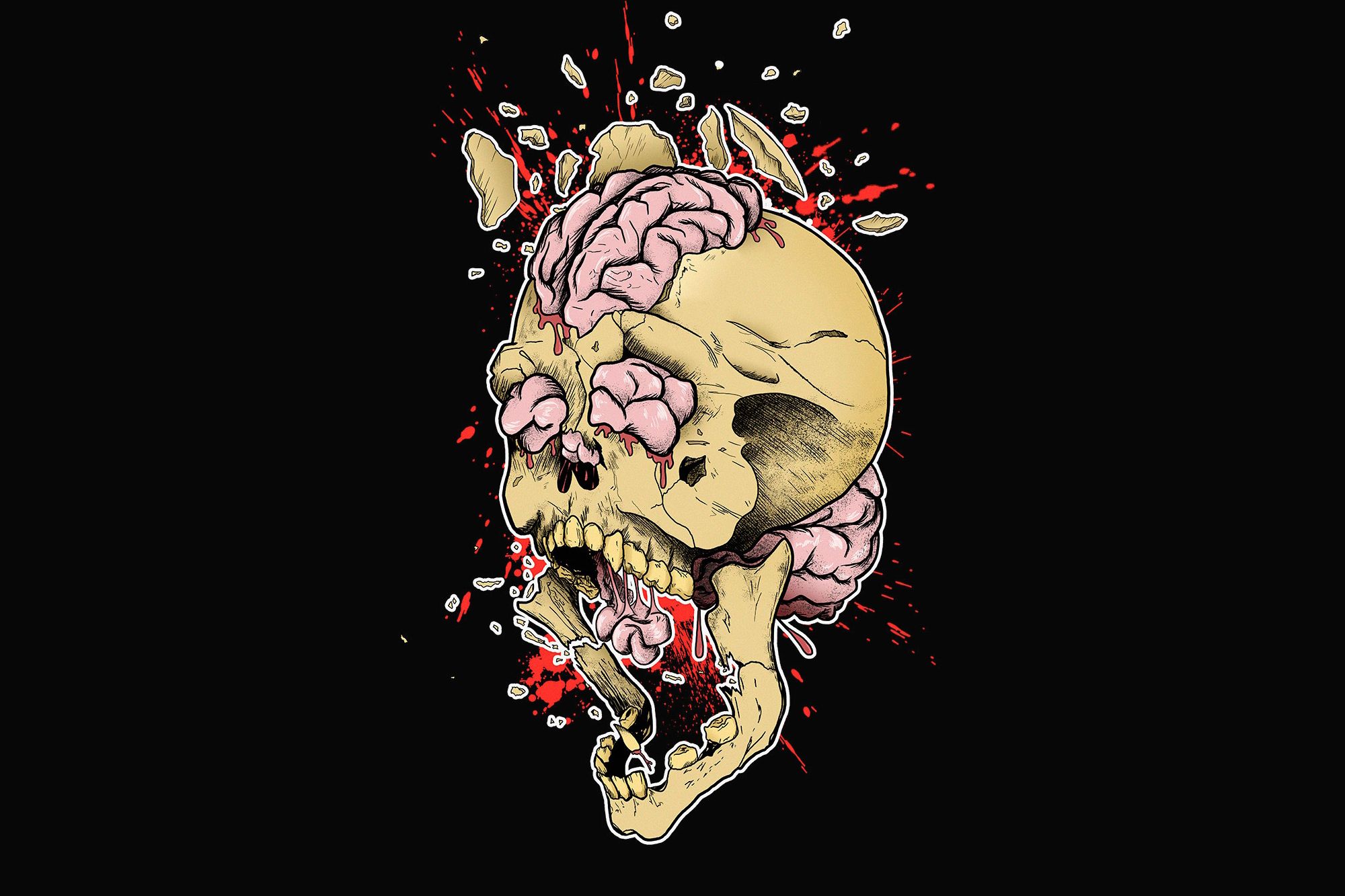 Skeleton, Skull, bang, brain, teeth, anarchy wallpapers and images