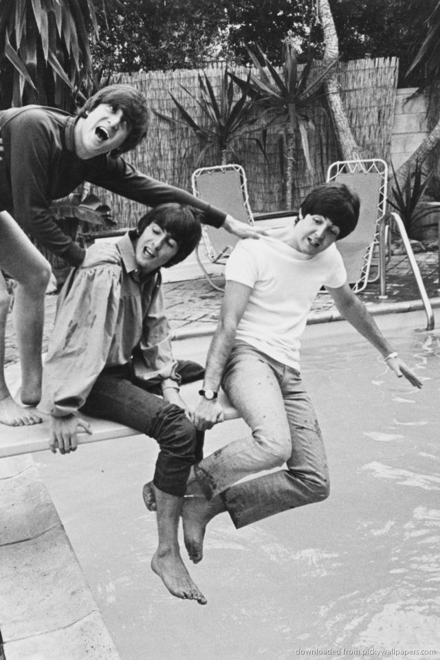Download The Beatles By The Pool Wallpaper For iPhone 4