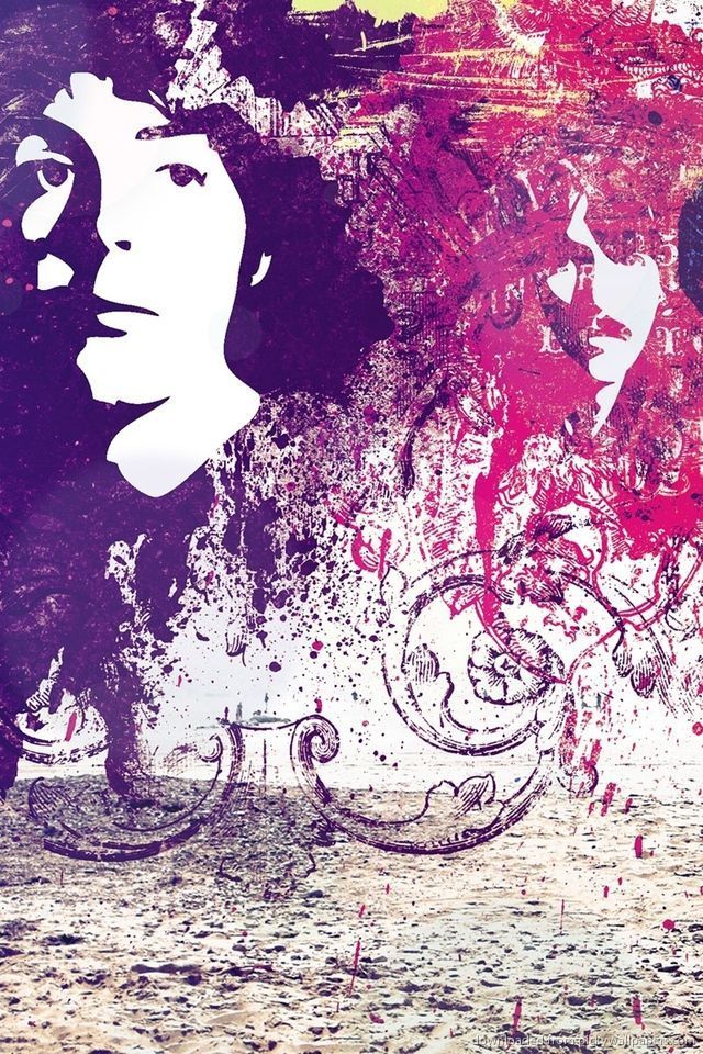 Download The Beatles Print Faces Wallpaper For iPhone 4