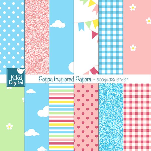 Peppa Pig Inspired Digital Papers - Digital Papers & Backgrounds ...