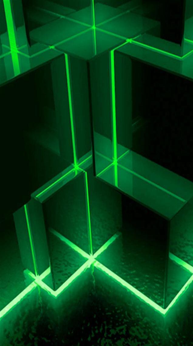 3D Green Cubes iPhone Wallpapers, iPhone 5s / 4s / 3G Backgrounds