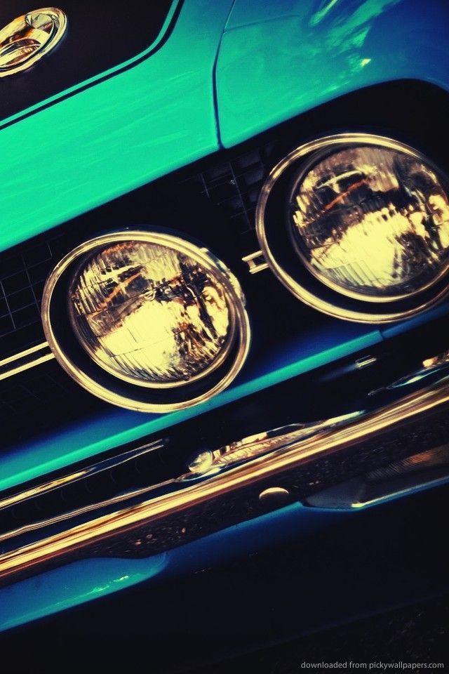 Download Blue Vintage Muscle Car Wallpaper For iPhone 4