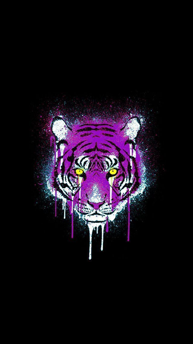 Purple and Gold Tiger iPhone 5 Wallpaper (640x1136)