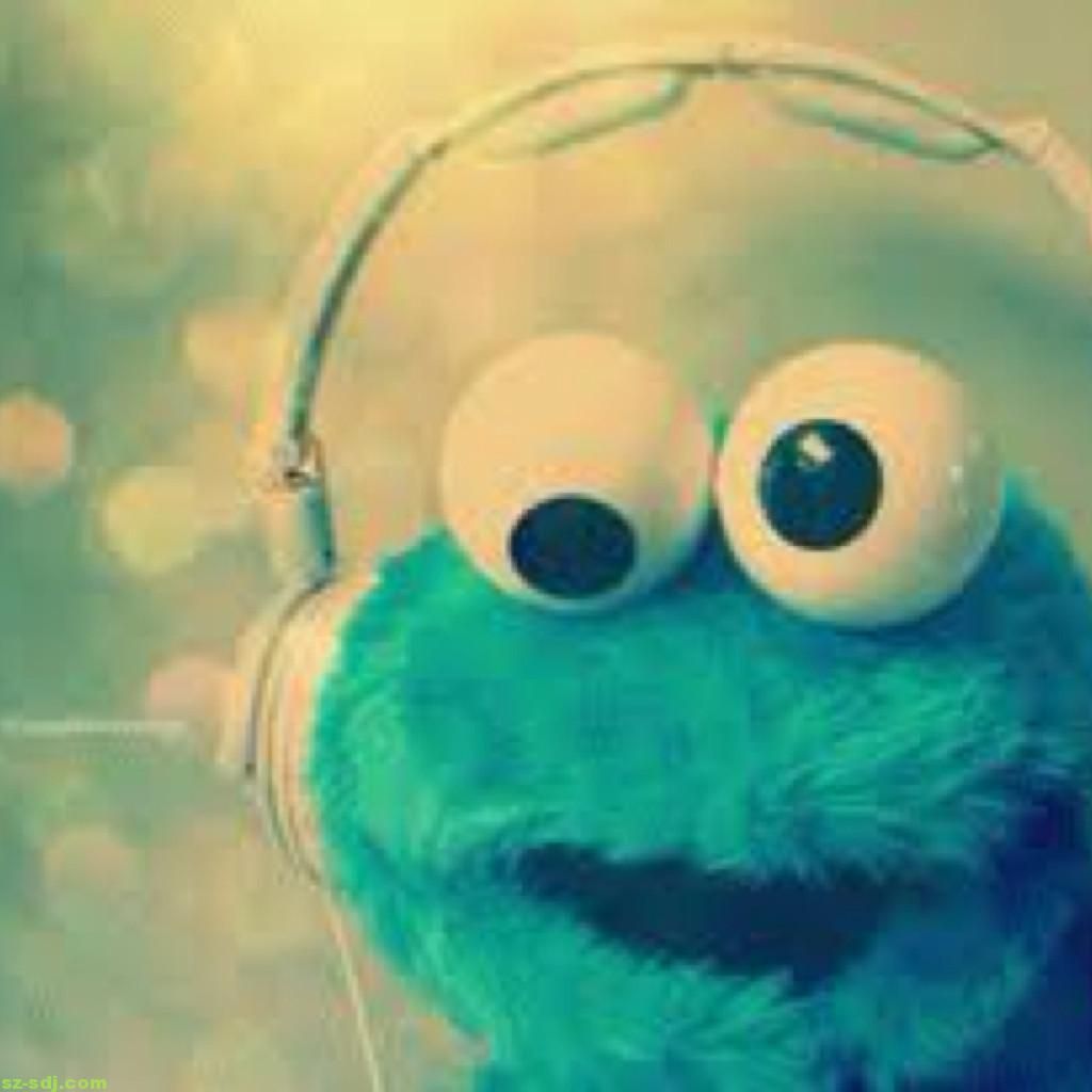 Cute-Blue-Elmo-Wearing-Headphone-Wallpaper-Computer | HD ...