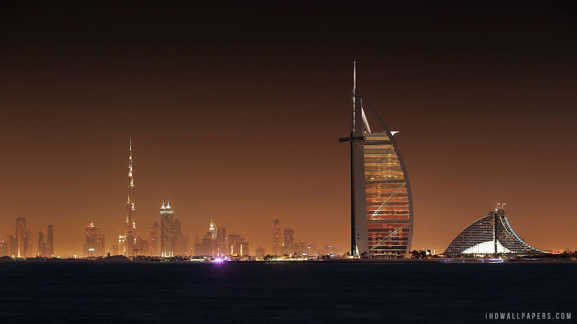 Dubai Night Skyline HD Wallpaper - iHD Wallpapers