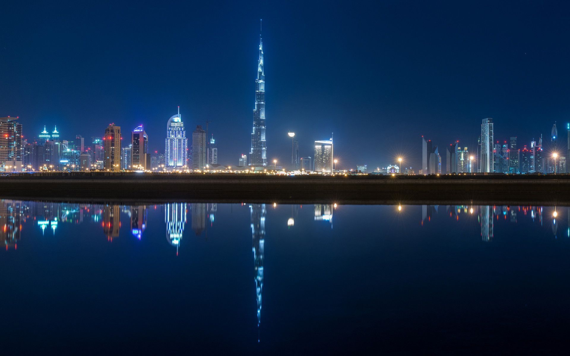 Dubai Skyline at night - Wallpaper Bros.