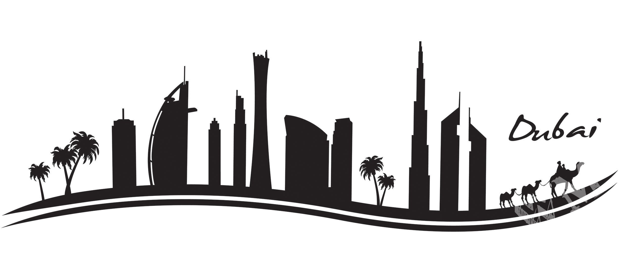 Dubai Skyline City Wall Decal | Home Decor in India by wallmantra.com