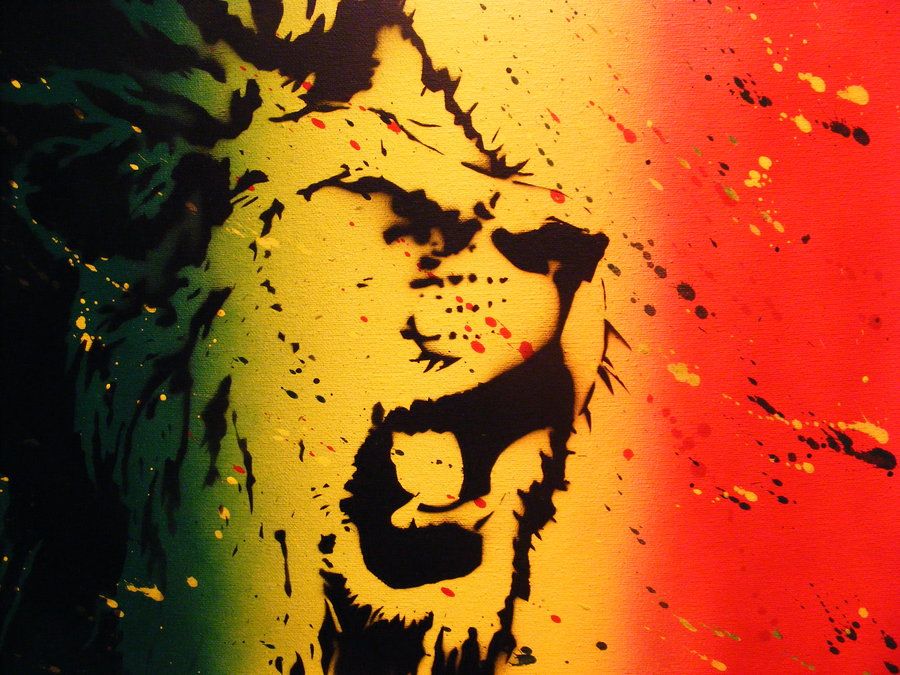 Rasta Lion Stencil Wallpaper
