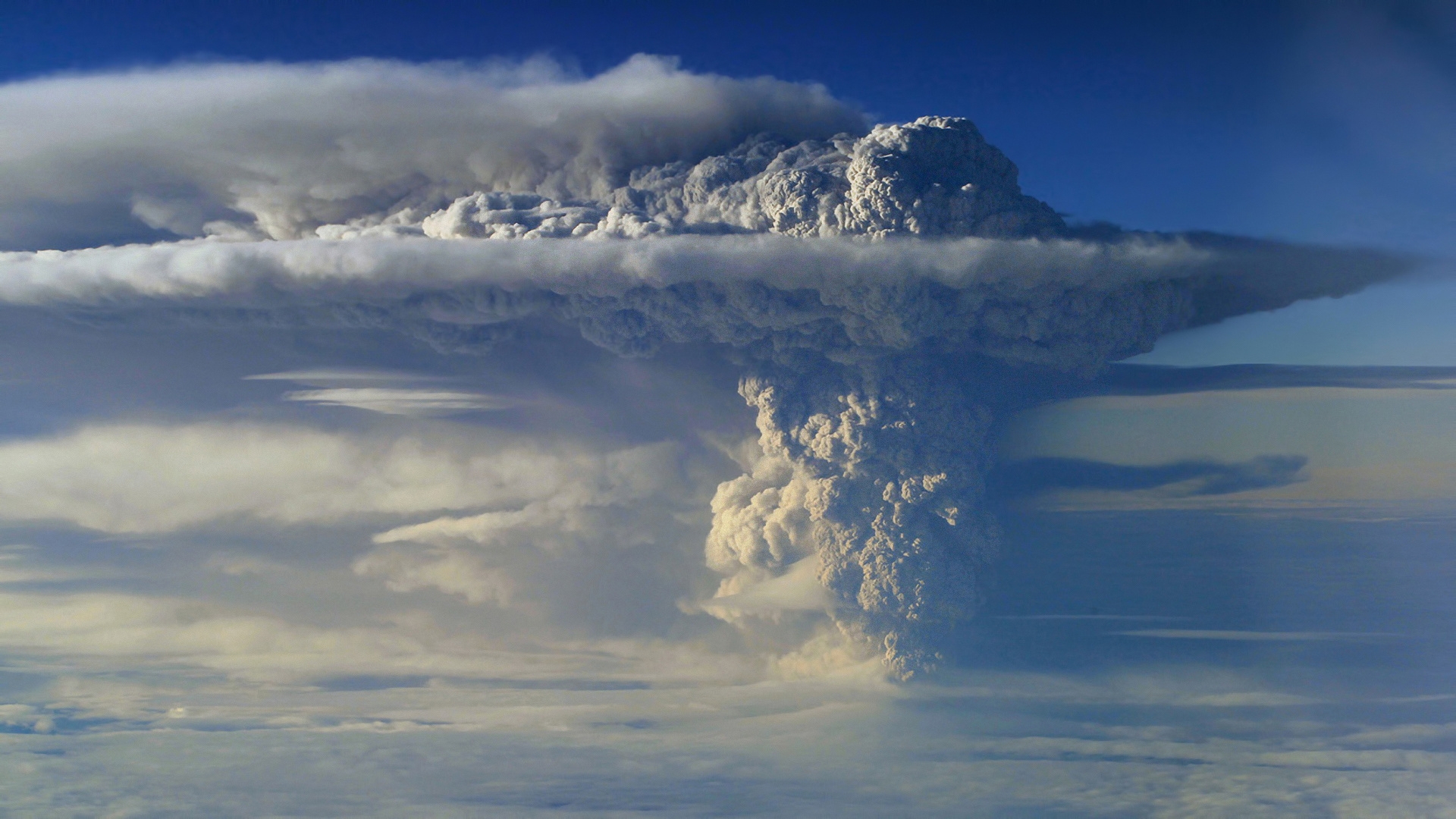 Download Wallpaper 1920x1080 Volcano, Eruption, Sky, Smoke, Column