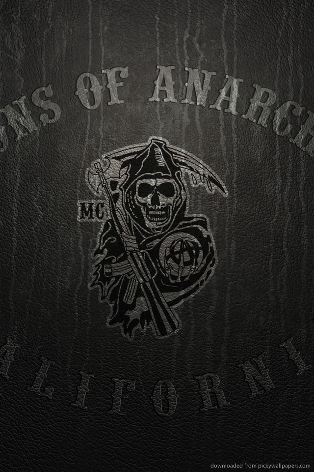 Download Sons Of Anarchy Logo On Leather Wallpaper For iPhone 4