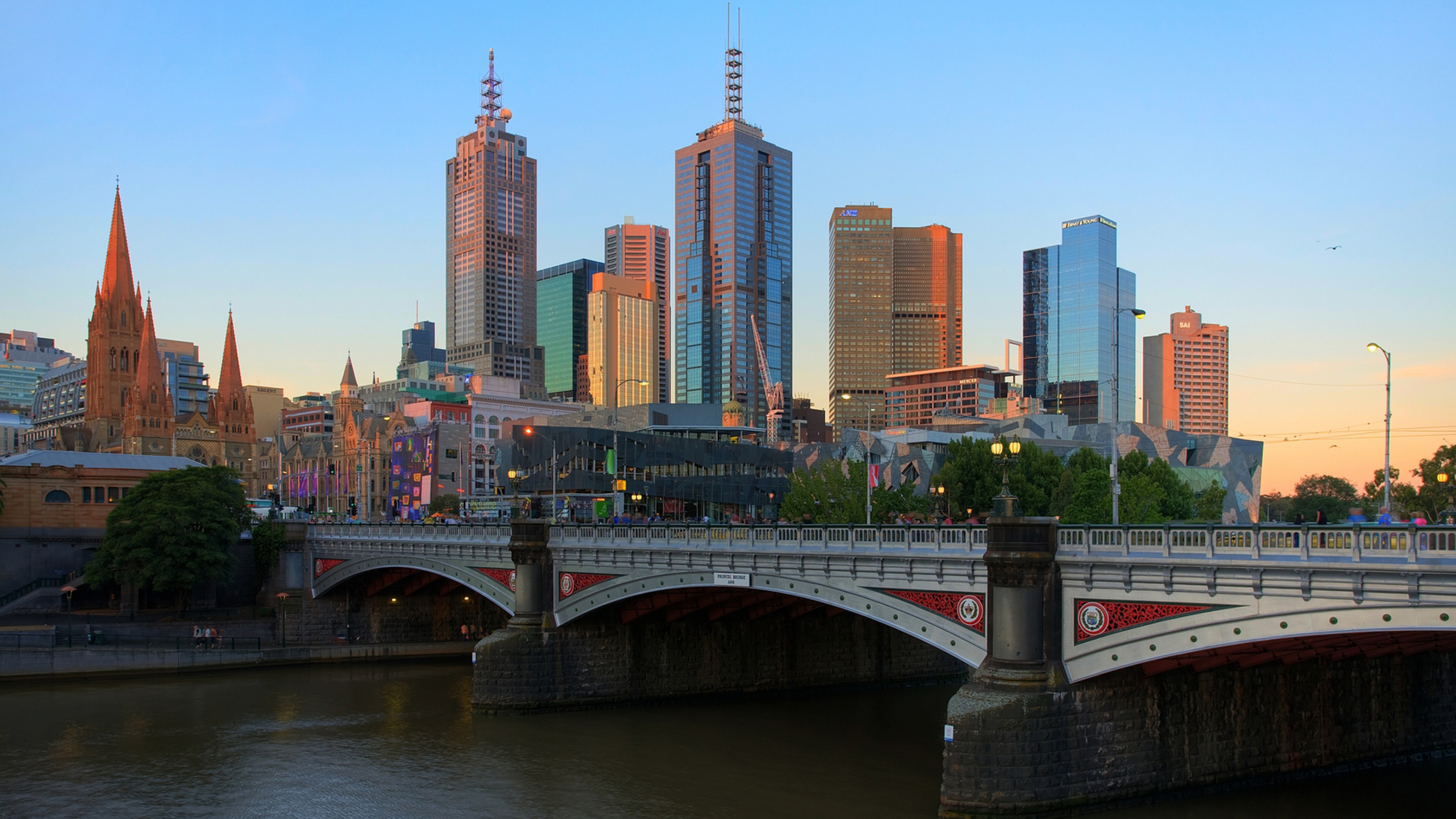 Download Wallpaper 3840x2160 Melbourne, River, Yarra, Bridges