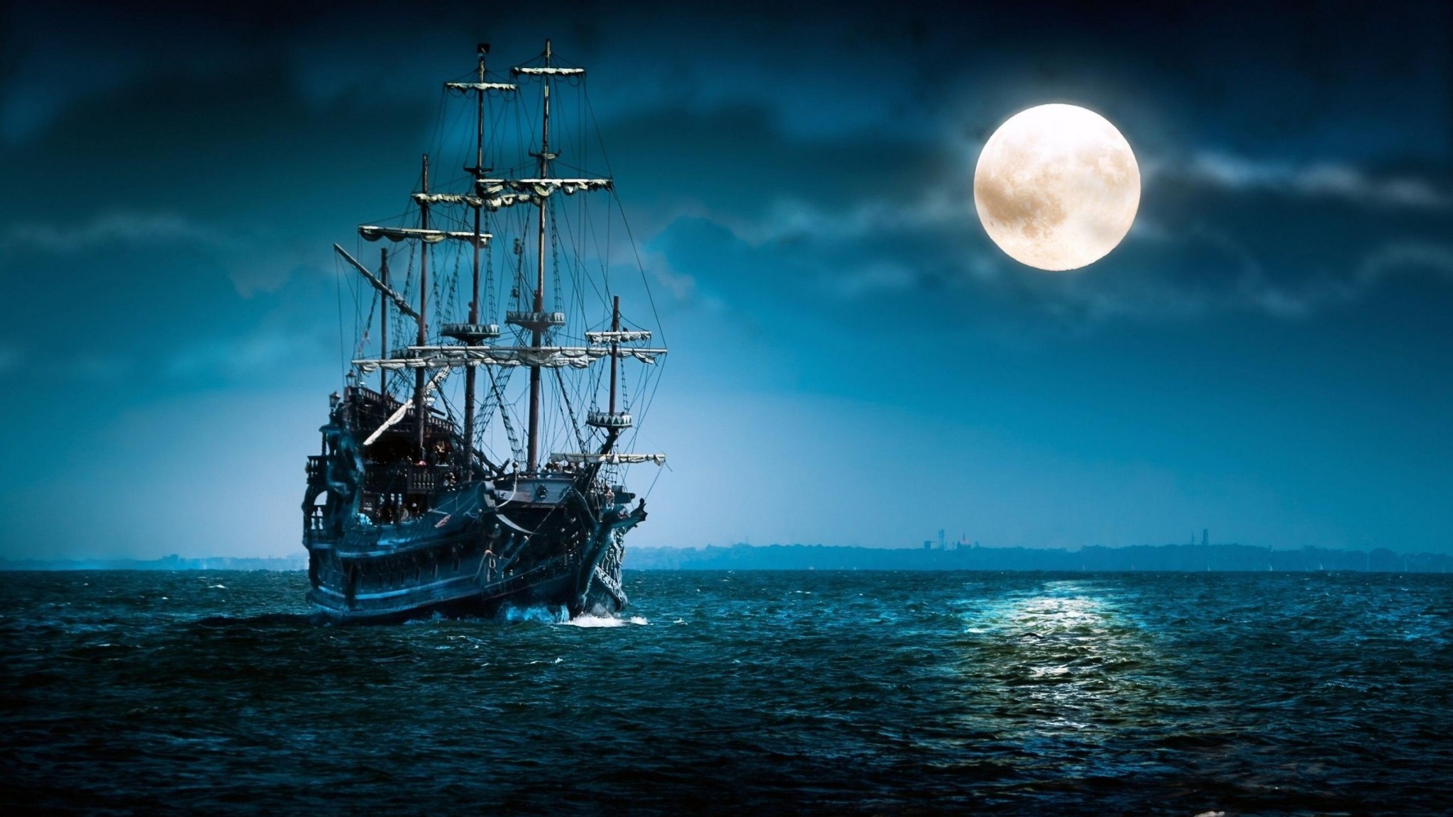 Download 2048x1152 New Moon Sailboat Wallpaper Hd