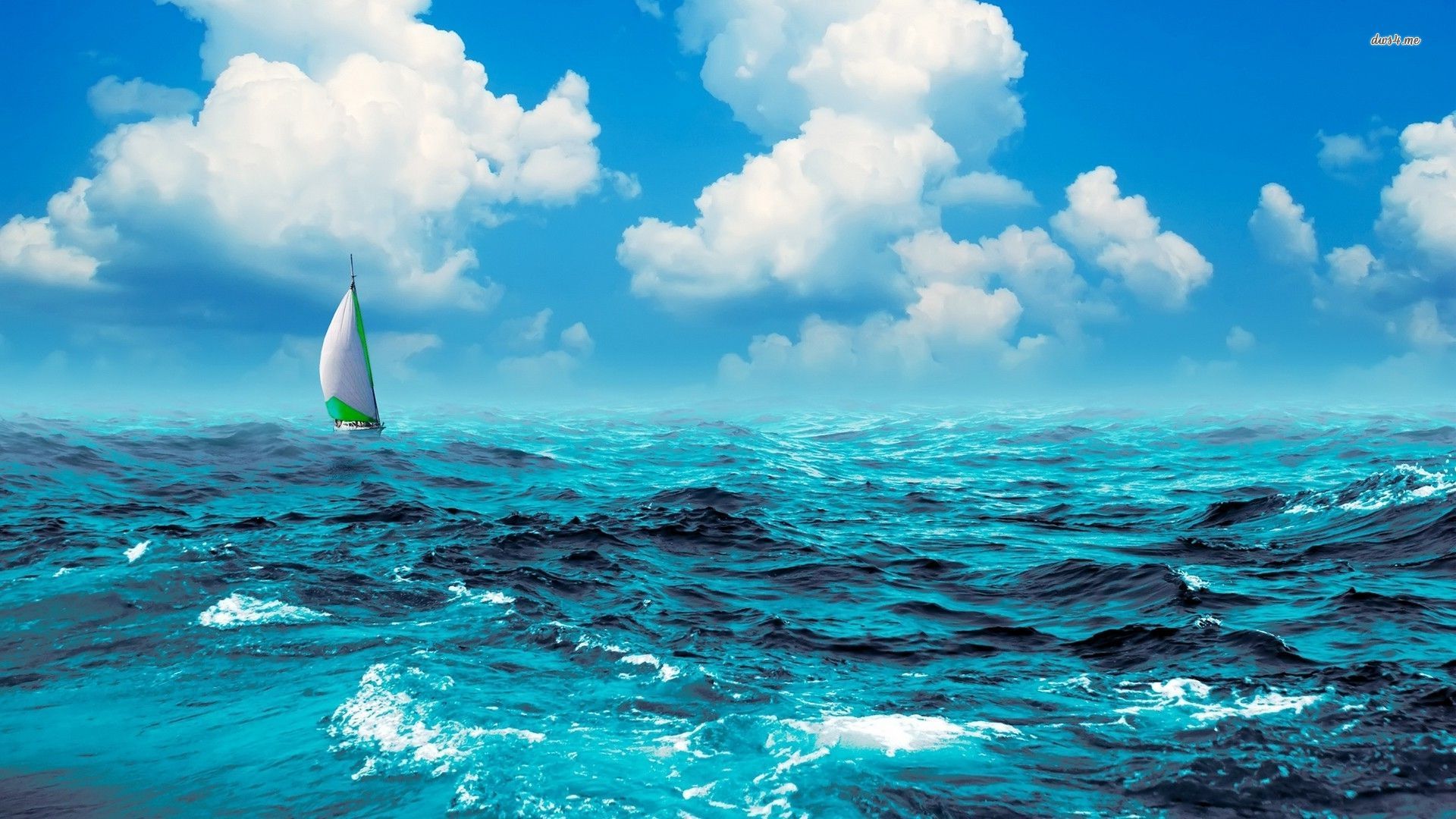 Sailboat, ocean, sky, cloud, digital-art, 1920x1080 HD Wallpaper ...