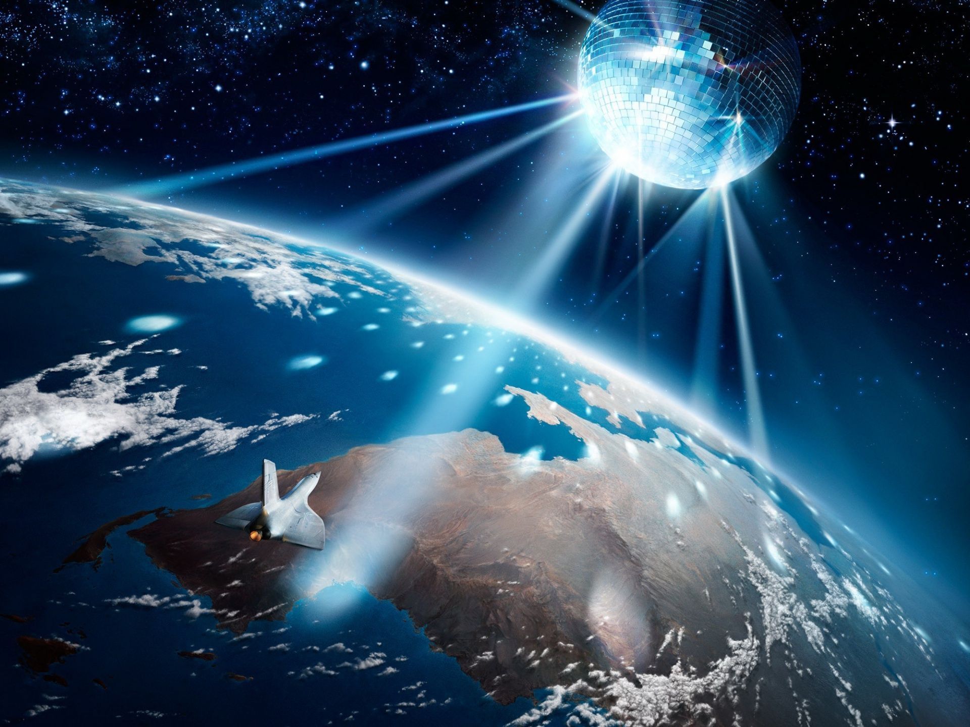 Disco Ball on planet Earth background in 1920x1440 resolution | HD ...