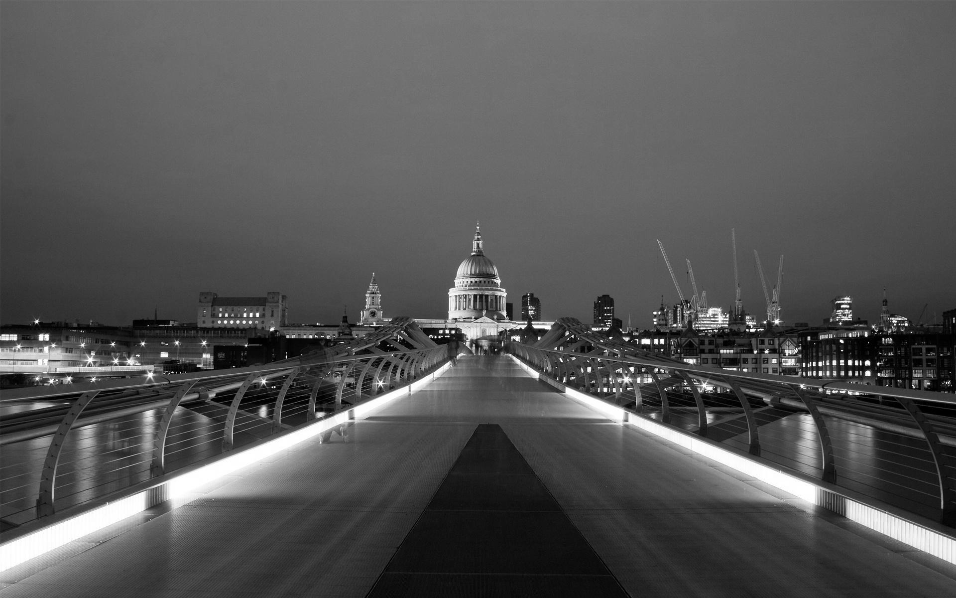 Travel & World Black And White Millennium Bridge London Wallpaper ...