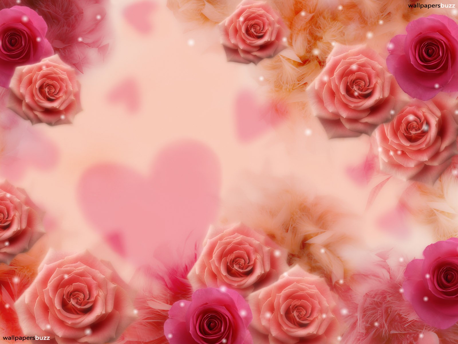 pink roses and hearts | HD Wallpapera (High Resolution)