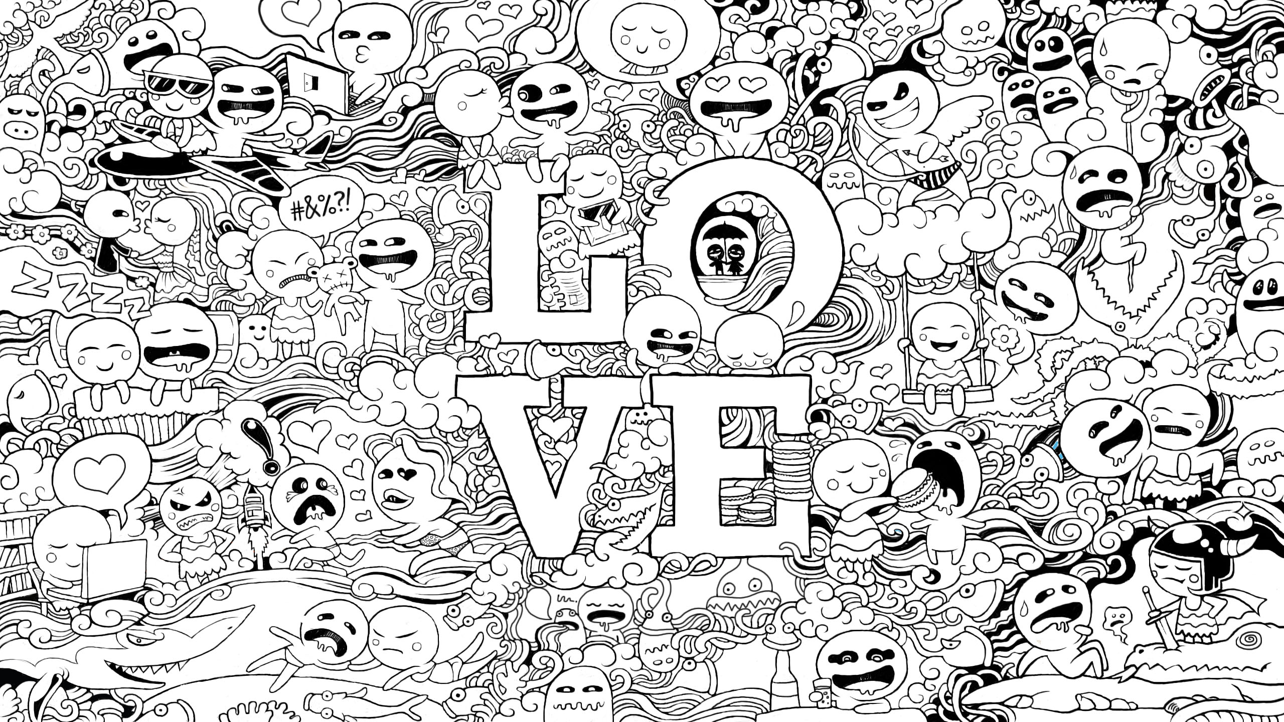 Wallpaper Freebie for February 2013: LOVE Doodles