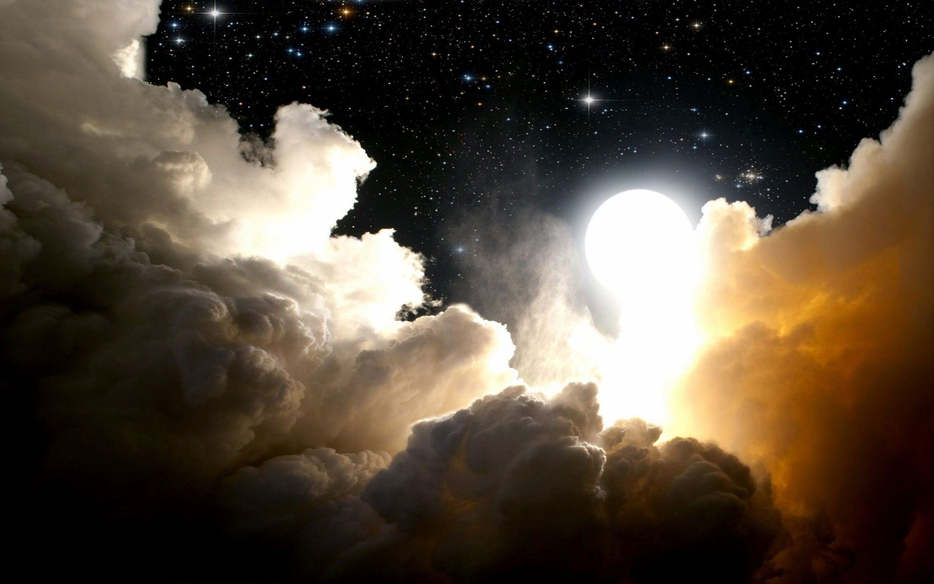 Clouds sun outer space moon illuminated wallpaper | 1920x1200 ...