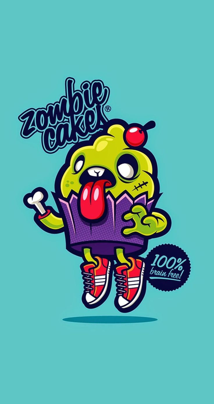 Cute & Funny Pop Art cartoon wallpaper for iPhones zombie cake