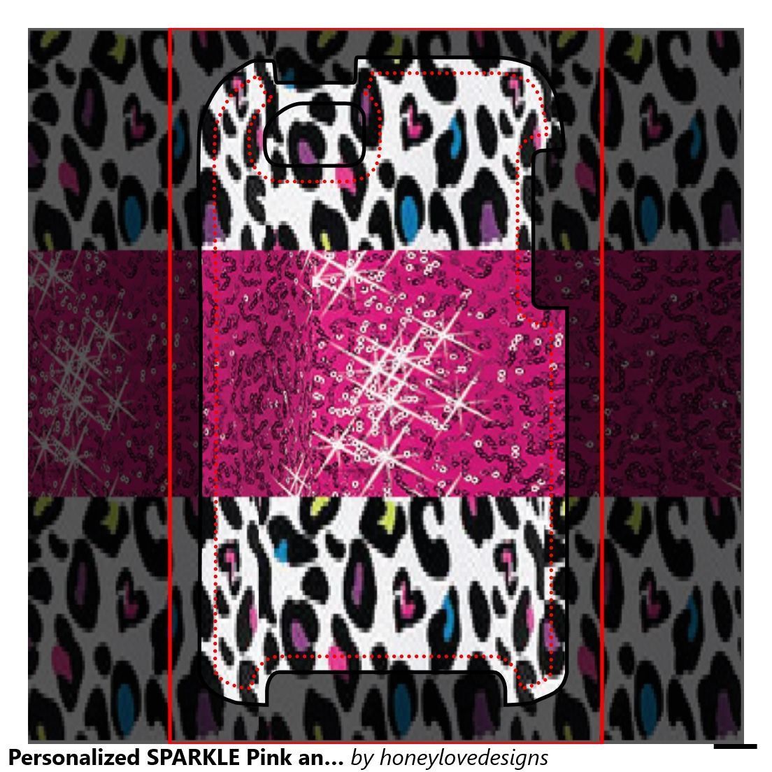 Personalized SPARKLE Pink and Cheetah Background iPhone 5 Case