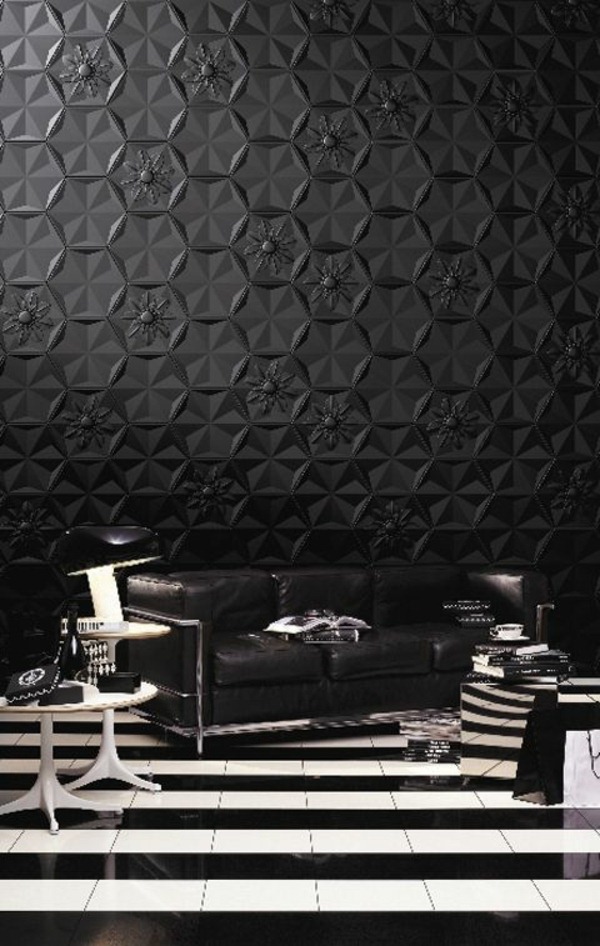 The black wallpaper in your home creates an artistic Interior | 1 ...