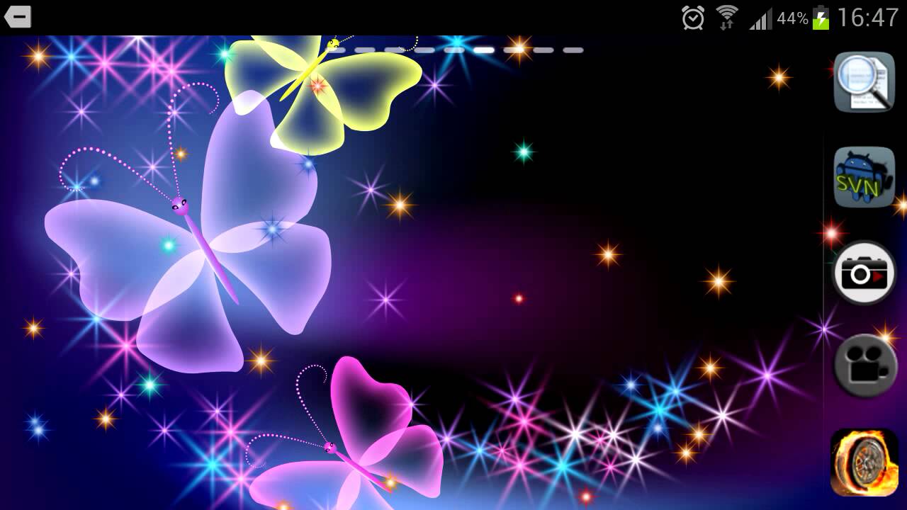 Glitter and sparkle effect butterfly live wallpaper for Android