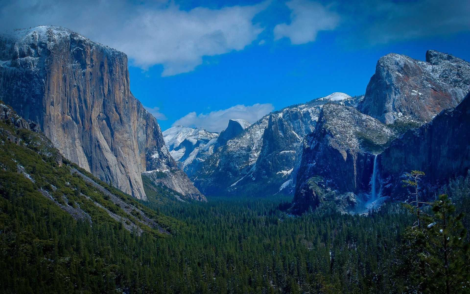 Yosemite National Park mountains forests waterfalls nature trees ...