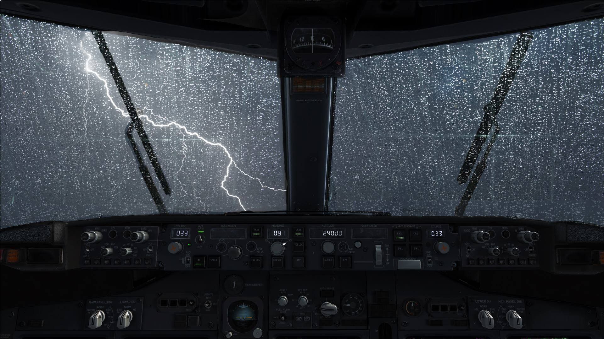 View from the cockpit of the aircraft on the storm wallpapers and other