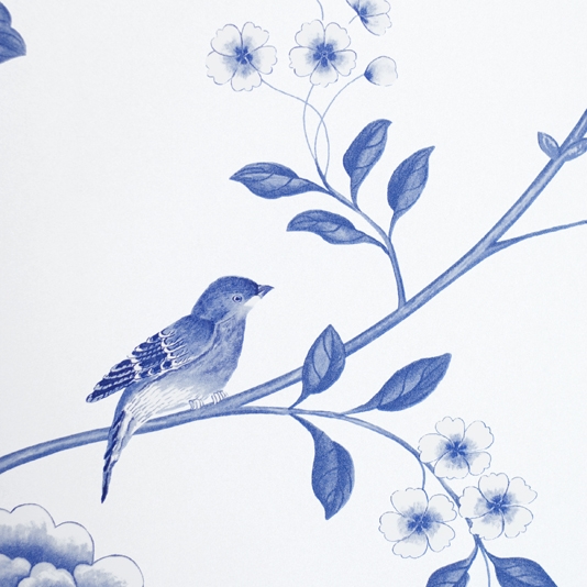 Pavilion Floral Wallpaper Indigo | Sanderson Richmond Hill ...