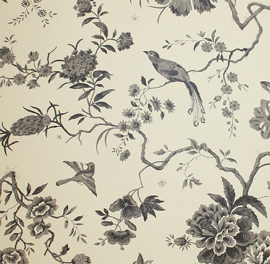 Bird Wallpaper | Charcoal Pillemont Toile Wallpaper by Sanderson
