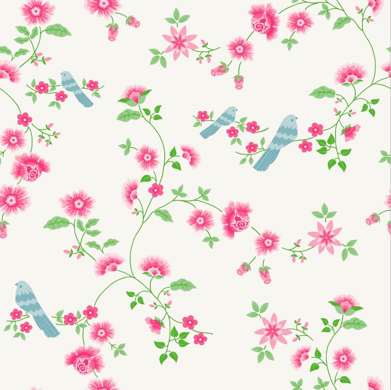 Bloompapers - Bird Branches Wallpaper white