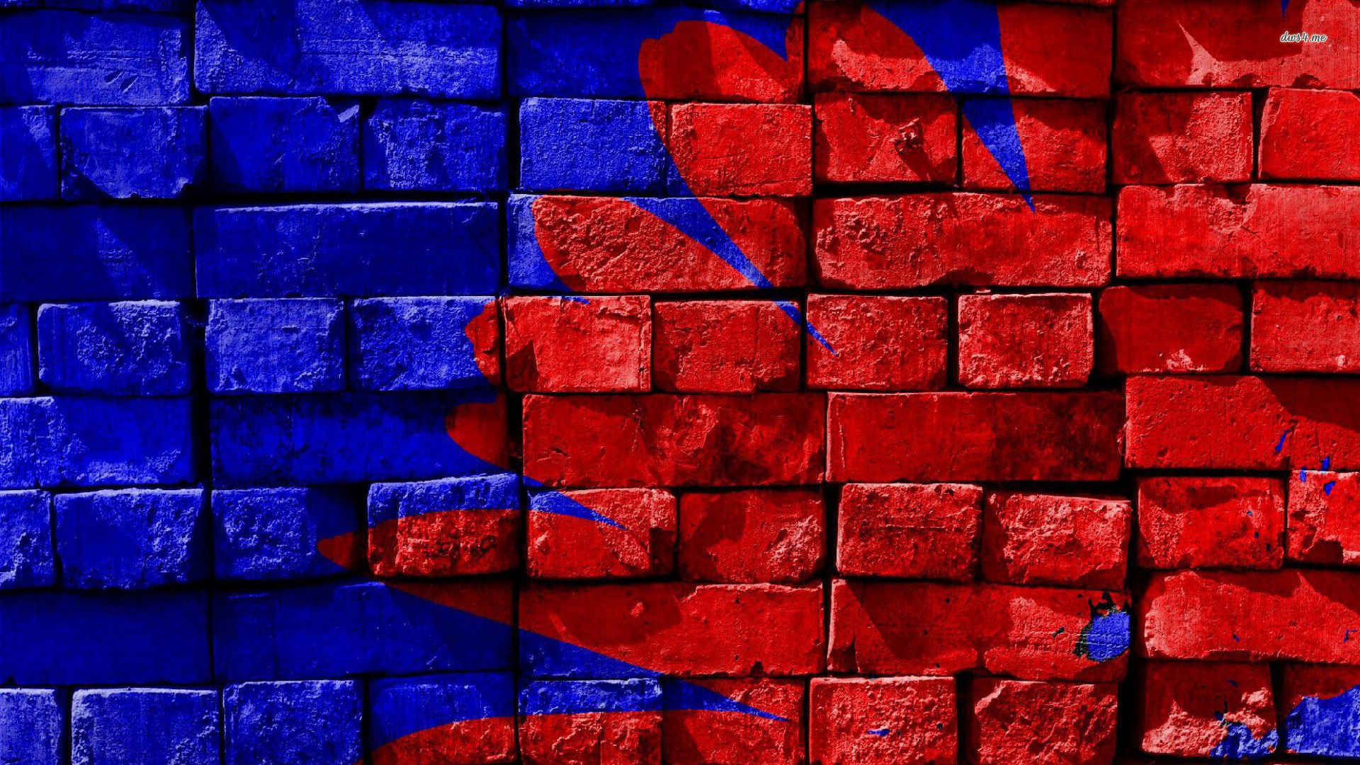 Red and blue brick wall wallpaper - Photography wallpapers - #30112
