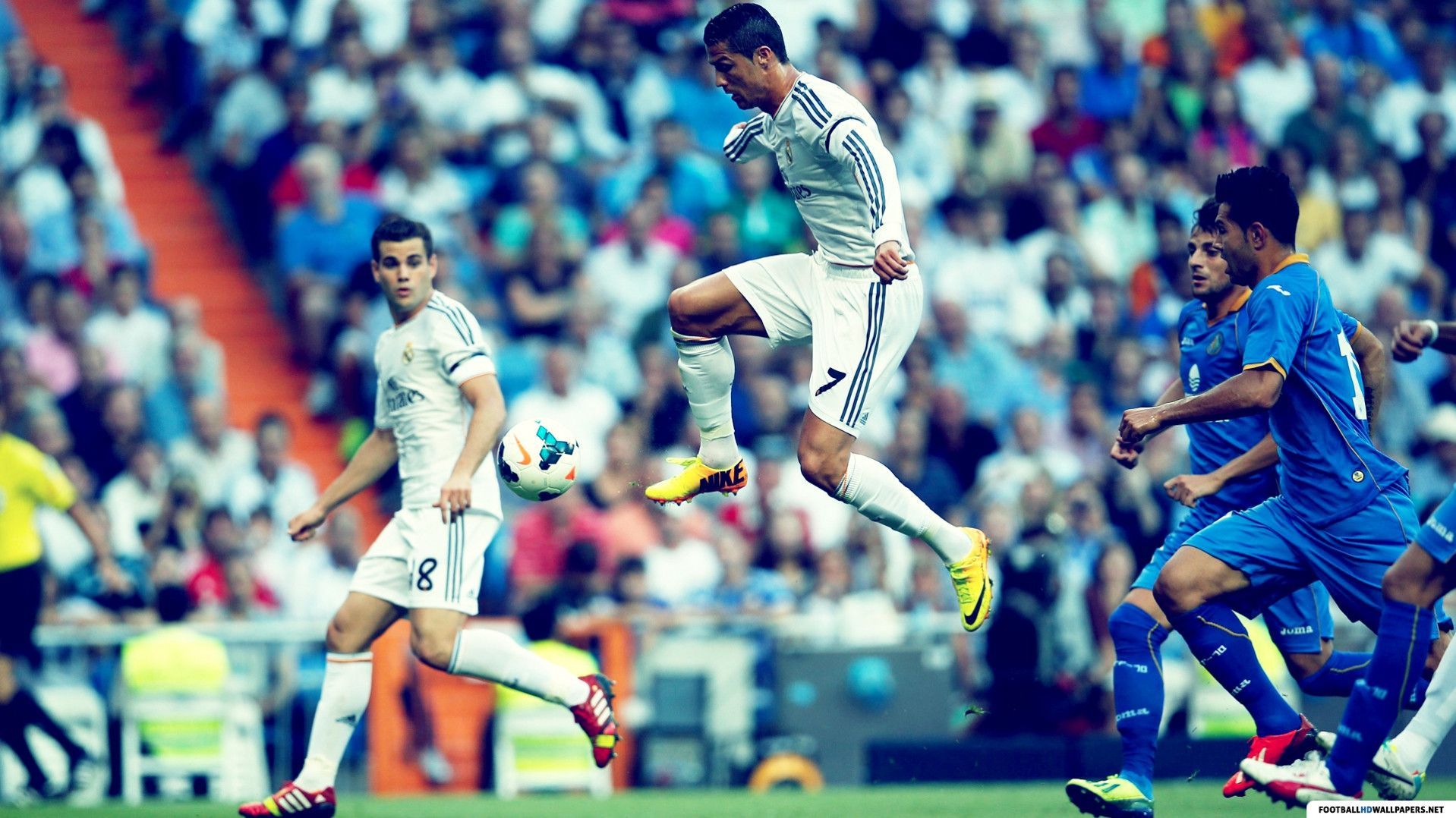 Cristiano Ronaldo Kicks Real Madrid Hd Football Wallpapersjpg