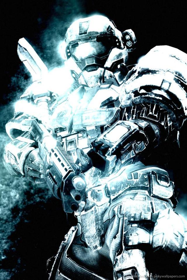 Download Master Chief In Blue Halo Wallpaper For iPhone 4