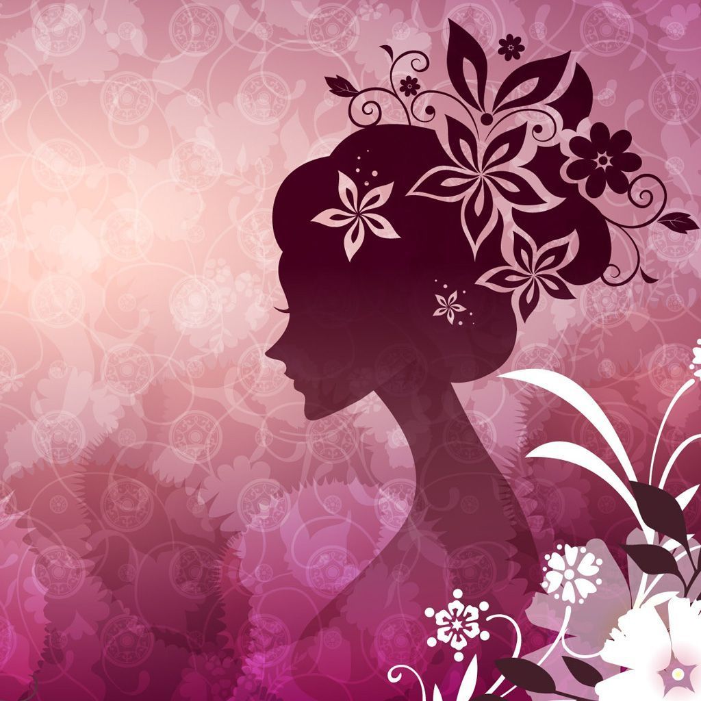 Woman with flowers pink iPad Wallpaper Download | iPhone ...