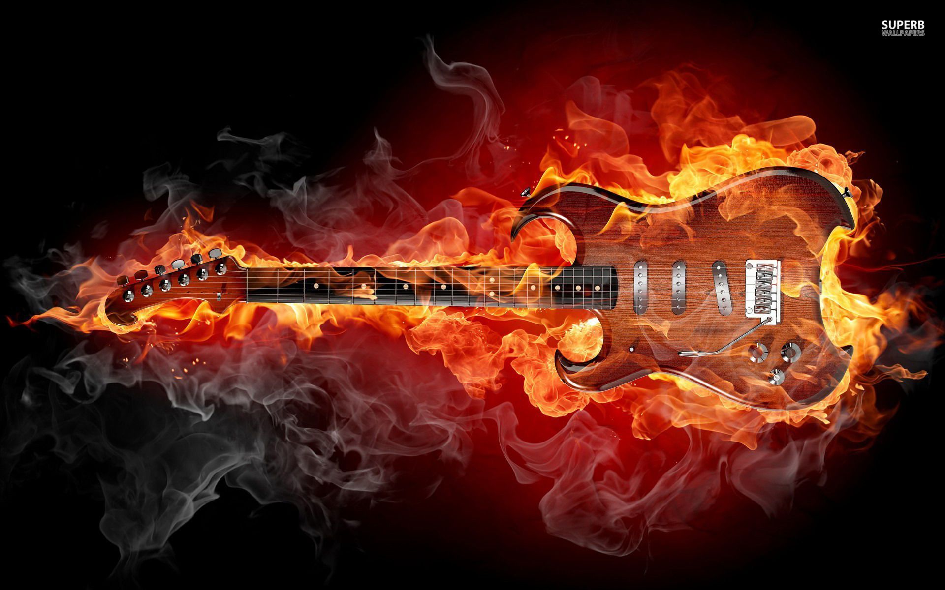 Flaming guitar wallpaper - Music wallpapers -