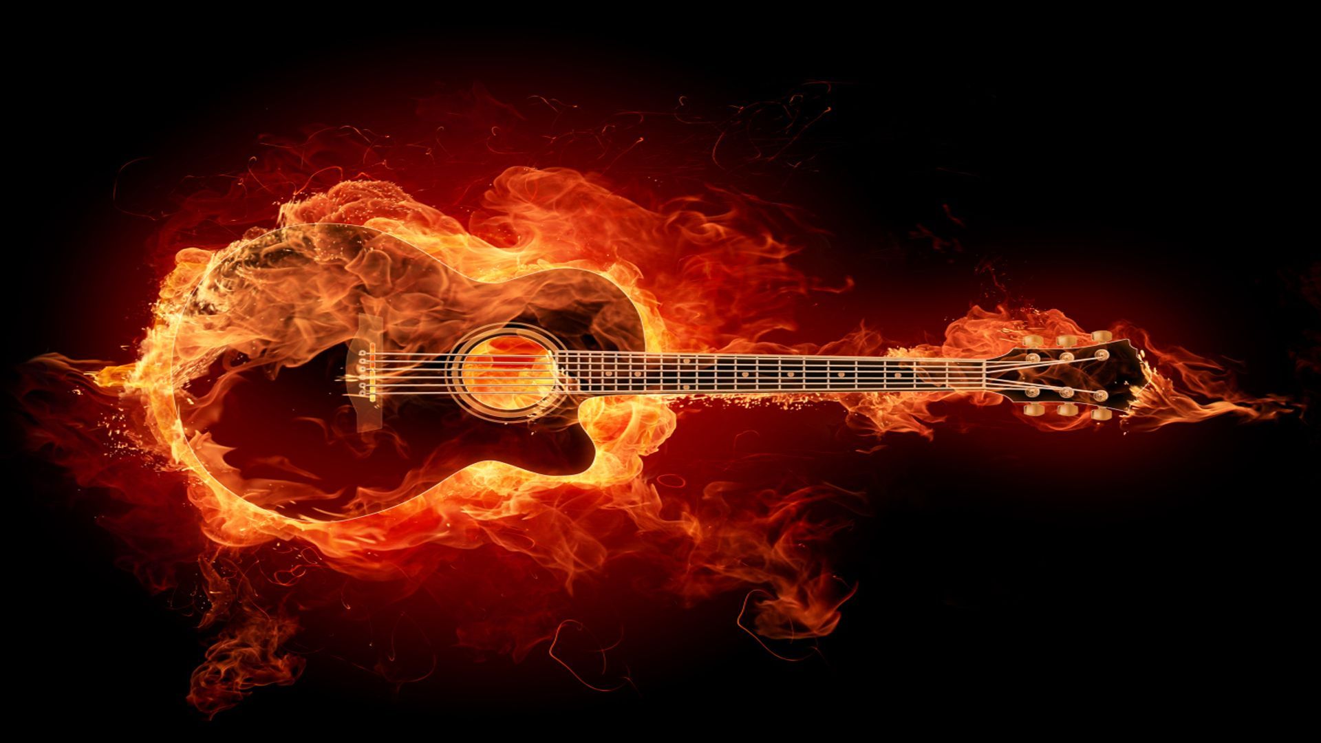 Gallery for - guitar in flames wallpaper