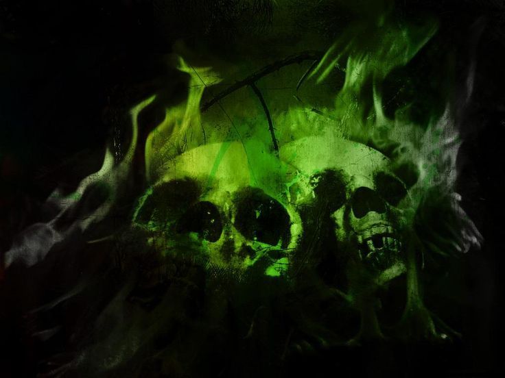 Green Flaming Skulls | Download Artistic Skulls wallpaper, 'green ...