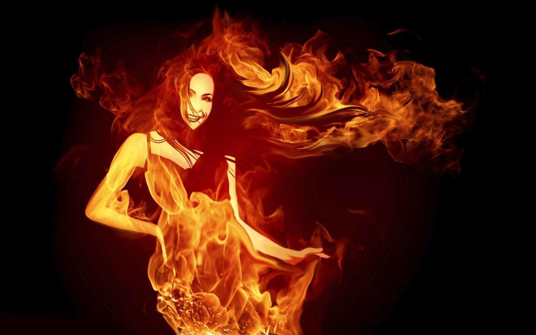 Flaming girl wallpaper - Free Wide HD Wallpaper