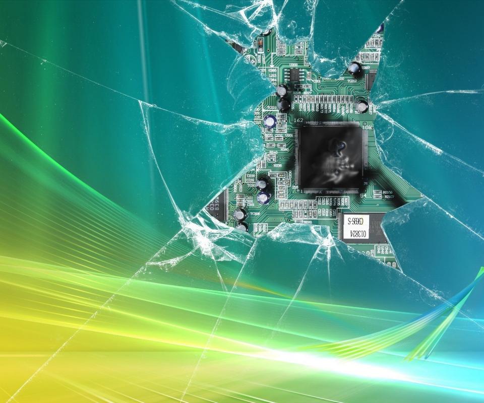 Awesome shattered broken screen windows vista microchip