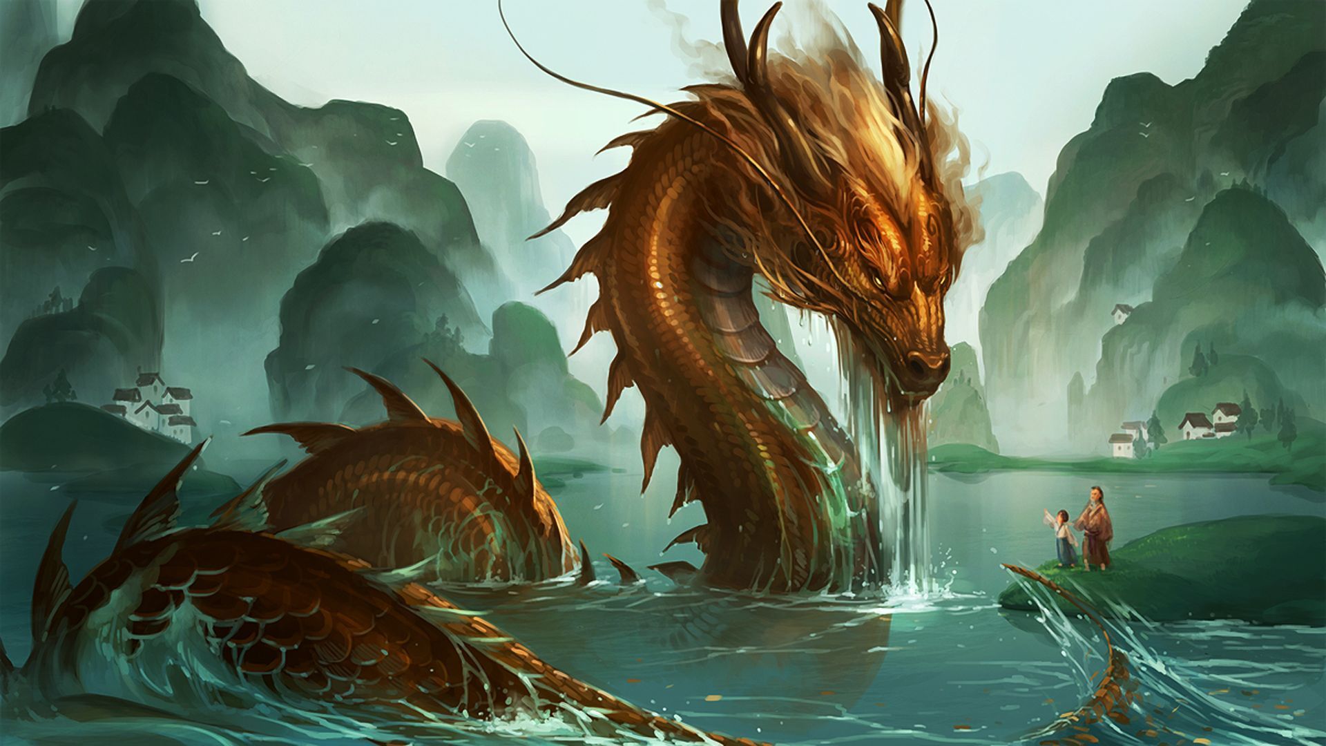 Chinese Dragon In Ocean Wallpapers 3D