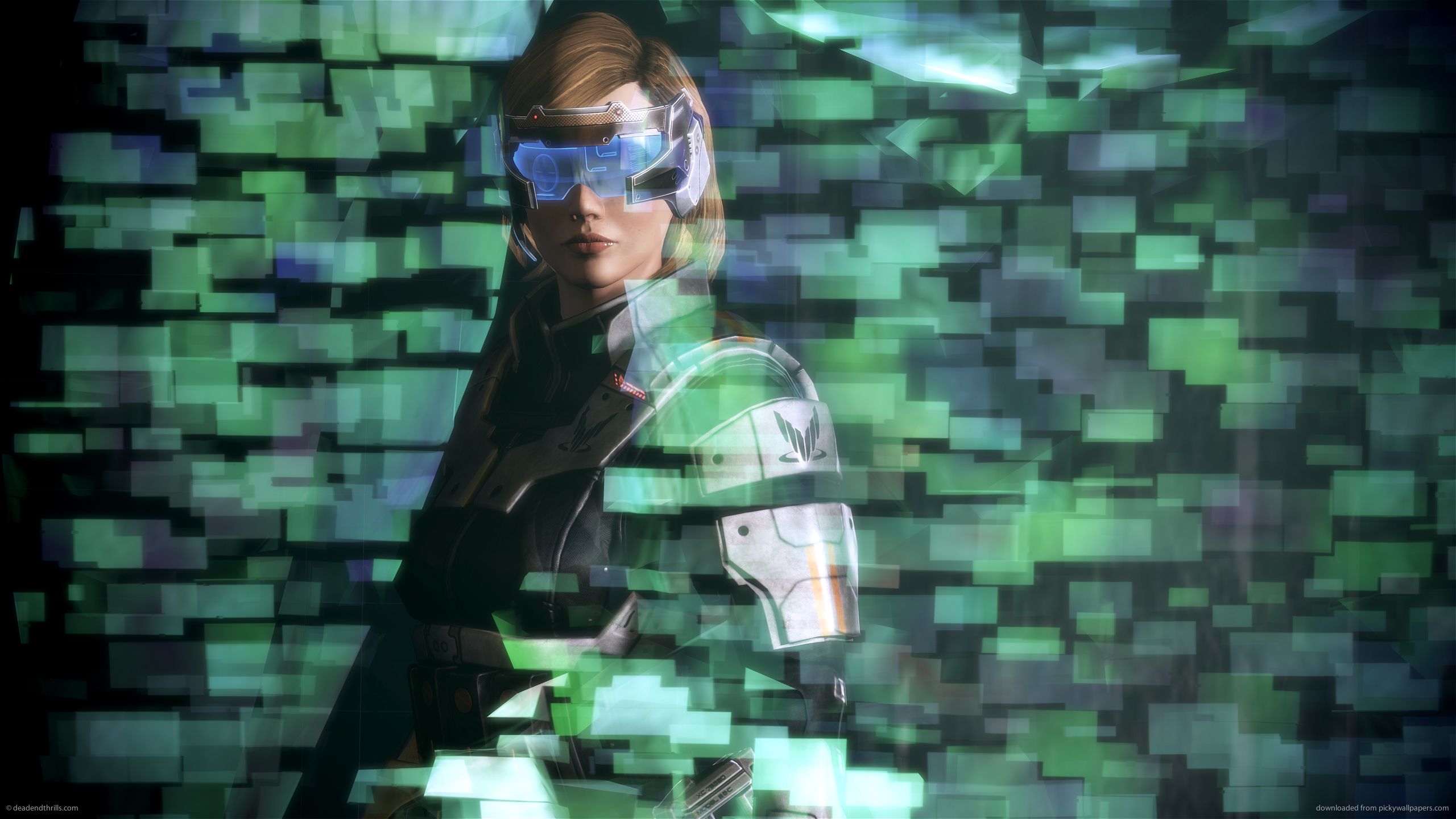 Download 2560x1440 Mass Effect 3 Geth Server Interface Wallpaper