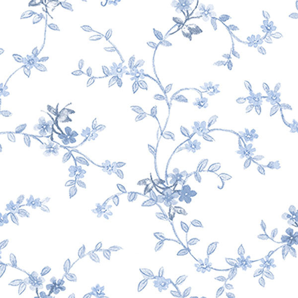 Floral Trail Wallpaper, Blue and White - Traditional - Wallpaper ...